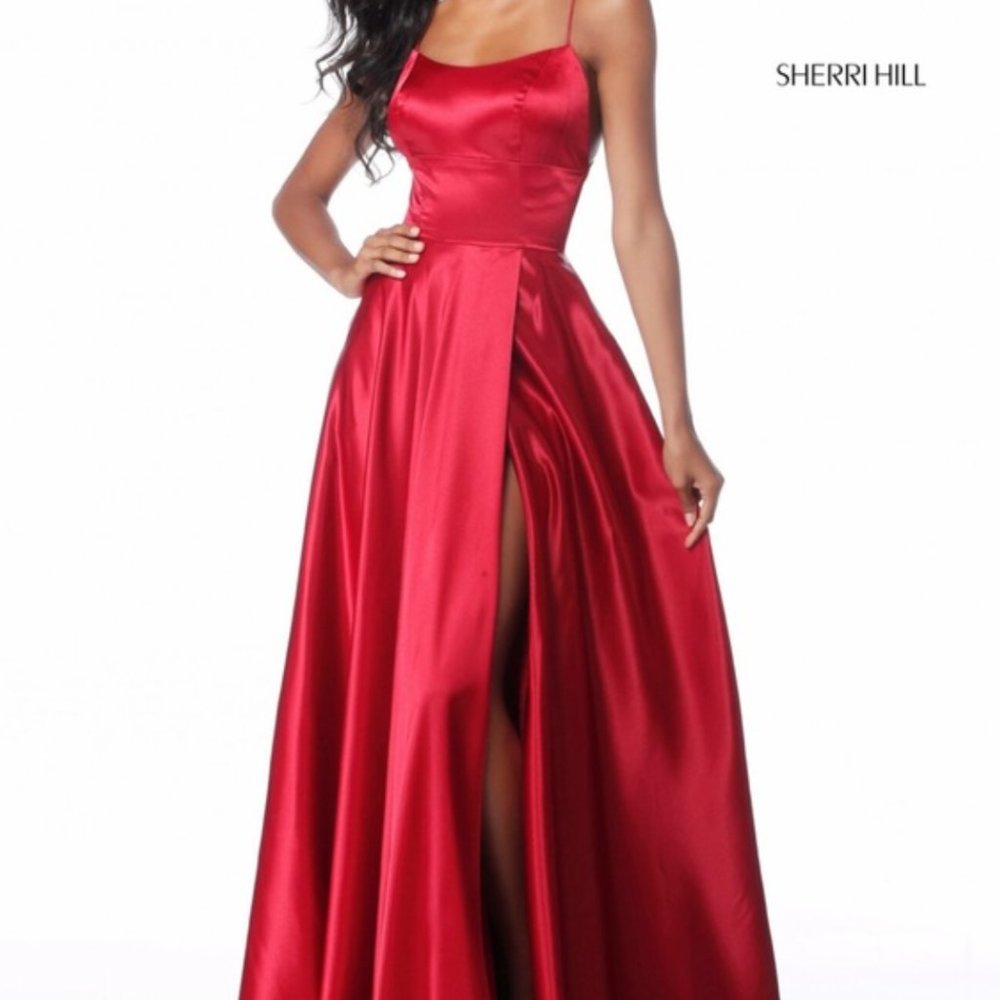 Sherri Hill NO #51631 Red Slit Dress size 4